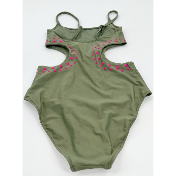 Aerie NWT Cut Out Full Coverage One Piece Swimsuit in Olive Fun - Picture 4 of 10